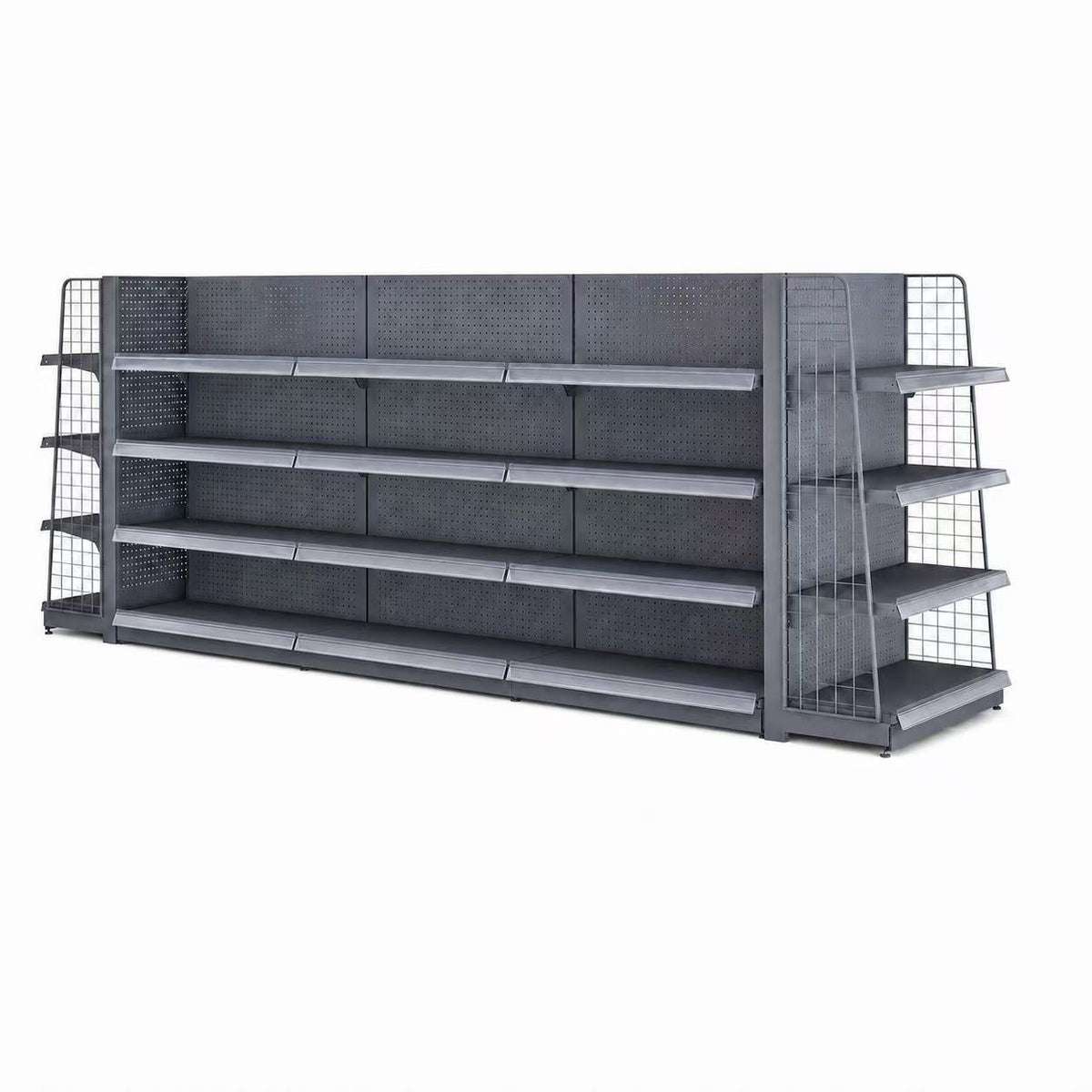 Black & Gray Gondola Shelving | Wall & Island Display Shelves