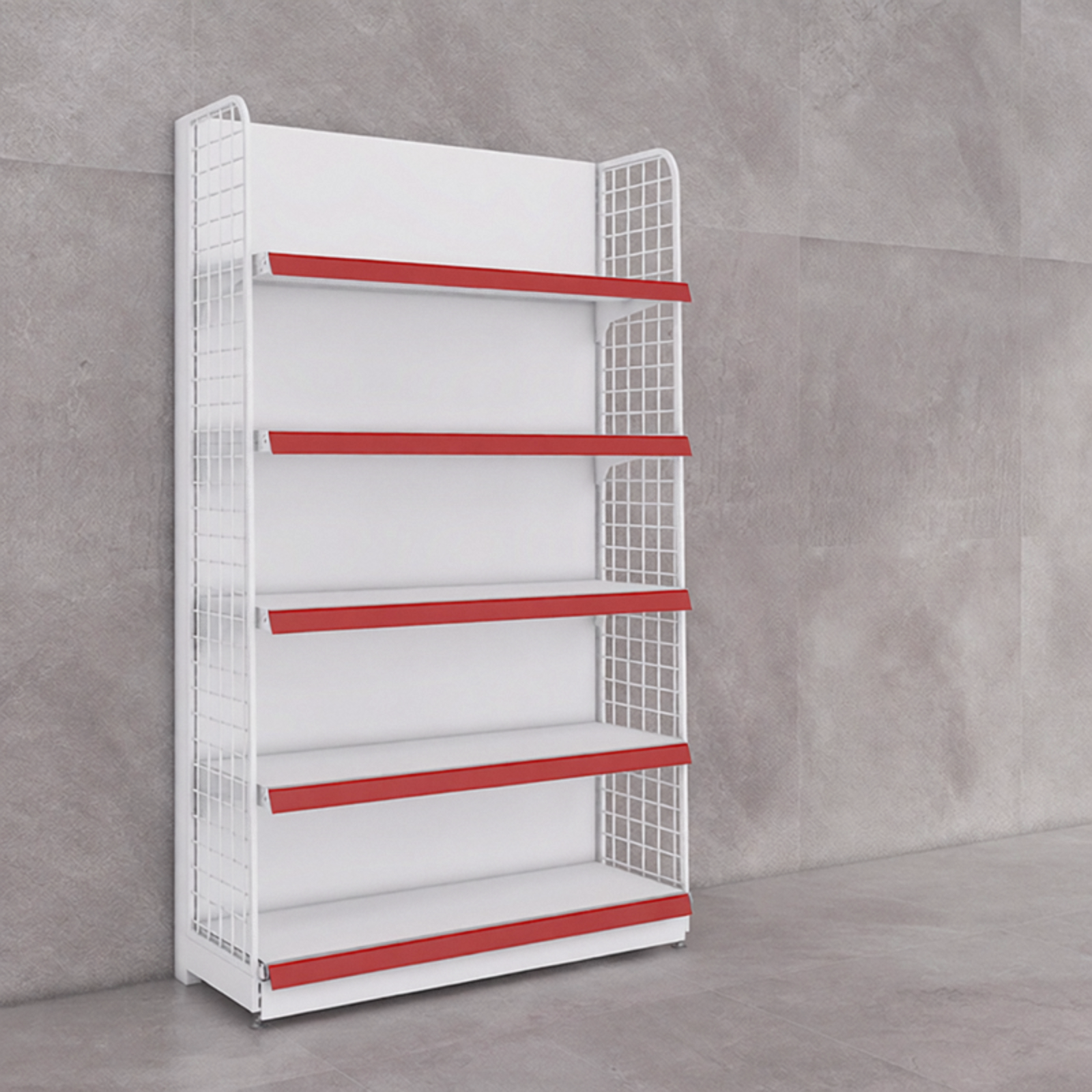 White Retail Gondola Shelving | Single Sided Wall Shelf & Double Sided Supermarket Display Rack, Adjustable Metal Store Shelves for Convenience Store, Grocery & Mini Mart