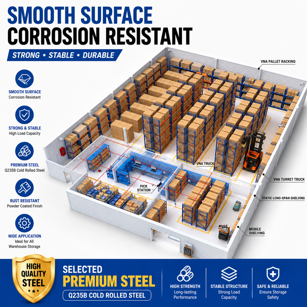Heavy Duty Selective Pallet Rack, Adjustable Warehouse Steel Pallet Racking Storage System