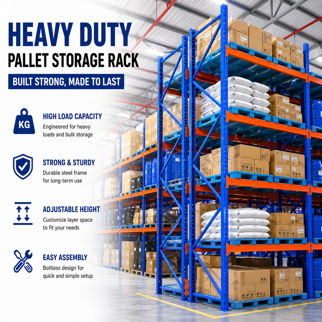 Heavy Duty Selective Pallet Rack, Adjustable Warehouse Steel Pallet Racking Storage System