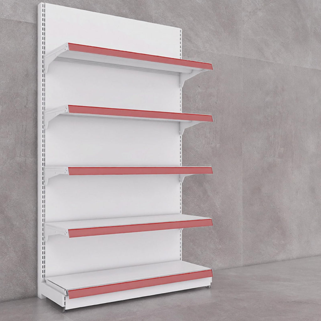 White Retail Gondola Shelving | Single Sided Wall Shelf & Double Sided Supermarket Display Rack, Adjustable Metal Store Shelves for Convenience Store, Grocery & Mini Mart