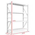 4-Tier White Heavy Duty Adjustable Industrial Steel Shelving Unit, Warehouse Storage Rack with Solid Steel Deck Panels