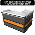 Fully Assembled Supermarket Checkout Counter, Stainless Steel Top Cashier Station Left & Right Version