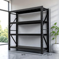 Black 4-Tier Heavy Duty Metal Storage Rack, Adjustable Warehouse Shelving Unit