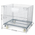 Mobile Wire Mesh Storage Cage with Caster Wheels, Stackable Foldable Warehouse Wire Container with Drop Gate