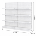White Pegboard Retail Gondola Shelving Unit, Double Sided Grocery Convenience Store Display Rack