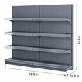 Black Gray Pegboard Retail Gondola Shelving Unit, Double Sided Grocery Convenience Store Display Rack