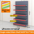 Black Retail Gondola Shelving | Single Sided Wall Shelf & Double Sided Supermarket Display Rack, Adjustable Metal Store Shelves for Convenience Store, Grocery & Mini Mart